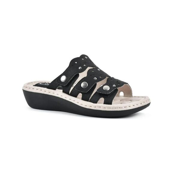 Cliffs By White Mountain Women's Caring Casual Slide Sandals, Black Size 6M - Picture 1 of 5